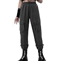 Black Cargo Pants Women Loose Chained Multi-Pocket Multi-Zip Punk Goth Pants