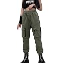 Black Cargo Pants Women Loose Chained Multi-Pocket Multi-Zip Punk Goth Pants
