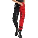 Black Cargo Pants Women Loose Chained Multi-Pocket Multi-Zip Punk Goth Pants