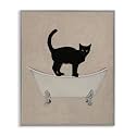 Black Cat Claw Foot Bathtub Bathroom, 24 x 30 Inch Framed Giclée Print