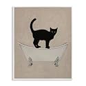 Black Cat Claw Foot Bathtub Bathroom, 11 x 14 Inch Framed Giclée Print