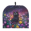 Black Cat Flowers Tea Pot Cozies, Coffee Breakfast Warmer Teapot Dustproof Insulated Covers Tea Kettle Quilt for Kitchen Home Table Hotel Party Restaurant 12.9 x 10.4 Inches