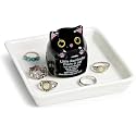 Black Cat Jewellery Stand, 12cm 'You Are Purrfect' Themed Jewellery Holder with Inspirational Quote, Gift for Cat Lovers, Women, Girls, Birthday, Christmas, Desk Organiser for Necklaces &amp; Rings