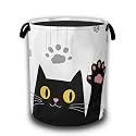 Black Cats Laundry Hamper,Collapsible Laundry Baskets Waterproof Oxford Cloth With Handles,Clothes Storage Bucket Toy Organizer For Bathroom/Nursery/Bedroom 16" x 20.8"