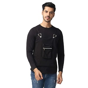 Black Collection Solid Men Dungaree Style Full