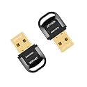 BLACK CROWN 2.4 USB WiFi+Bluetooth 5.2 Adapter. Plug &amp; Play Dongle for PC, Laptops, Keyboards, Mice, Headsets. Long Range. (Black). (Pack of 2)