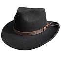 Black Crushable Wool Felt Mens Fedora Outback Western Outdoor Hat