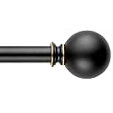 Black Curtain Rods for Windows 18 to 45 inches,1 Inch Modern Metal Drapery Rods,Adjustable Heavy Duty Curtain Pole with Round Finials(18"-45"Black Gold)