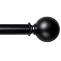 Black Curtain Rods for Windows 18 to 88 inches, 1 Inch Modern Metal Drapery Rods, Adjustable Heavy Duty Curtain Pole with Round Finials(18"-88"Black)