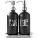 Dish Soap Dispenser, Hand Soap Dispenser Thick Glass, for Kitchen Sink, 304 Stainless Steel Pump, Kitchen Bathroom(2 Black)