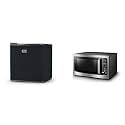 BLACK+DECKER BCRK17B Compact Refrigerator Energy Star Single Door Mini Fridge with Freezer, 1.7 Cubic Feet, Black &amp; TOSHIBA EM131A5C-SS Countertop Microwave Ovens 1.2 Cu Ft, 12.4"