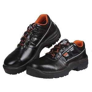 BLACKDECKER Black Grain Leather Safety Shoes for