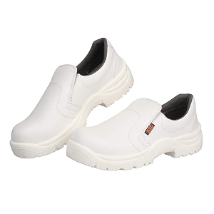 BLACKDECKER White Microfiber Din Leather Slip-On Safety