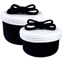 Black Decorative Storage Baskets with Lids, Small Woven Rope Basket with Lid, Round Decorative Box for Shelf or Home Decor, Black Gift Basket with Cute Bow Handle