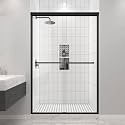 Black Double Sliding Shower Door 43-43-48" W x 70" H, Matte Black, Bypass Shower Door, Clear Glass, Framed, 1/4" (6mm) Tempered Glass