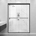 Black Double Sliding Shower Door 49-49-54" W x 70" H, Matte Black, Bypass Shower Door, Clear Glass, Framed, 1/4" (6mm) Tempered Glass
