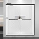 Black Double Sliding Shower Door 61-61-66" W x 70" H, Matte Black, Bypass Shower Door, Clear Glass, Framed, 1/4" (6mm) Tempered Glass