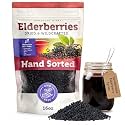 Black Dried Elderberries 1lb, Wildcrafted Elderberry for DIY Syrup & Tea