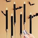 Black Dripping Wax Halloween Flameless Taper Candles with Remote Set of 6