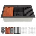 Black Drop In Kitchen Sink 31"X22",Large Single Bowl Kitchen Sinks