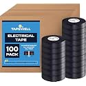 TAPEWELL Black Electric Tape Professional Grade, 3/4 inch x 66ft - 100 Pack