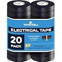 TAPEWELL Black Electric Tape, Professional Grade 3/4 inch x 66ft, PVC Electrical Insulating Tape for All Weather, U/L Approved, Waterproof, Home Improvement Electrical Equipment, Pack of 20