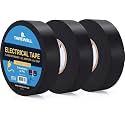 TAPEWELL Black Electric Tape Professional Grade, 3/4 inch x 66ft - 3 Pack