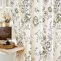 Black Floral Cotton Shower Curtain, Cottagecore French Country, 72x96