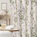 Black Floral Linen Shower Curtain, Cottagecore French Country, 36x72