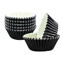 Black Foil Cupcake Liners,GOLF 100Pack Metallic Baking Cups Standard Size