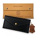 Leather Cash Envelope Money Bag Wallet Currency Pouch- Black