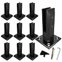 Black Glass Railing Clamp, 10 Pack, 304 Stainless Steel Glass Railing System for Heavy Duty Plexiglass Spigot/Balusters Clamps/Deck/Stairs Post/Pool/Balcony/Patio (Net Weight 2.31lb)