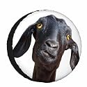 Black Goat Spare Tire Cover Cute Funny Goat Portrait with Humorous Face and Yellow Eyes Polyester Universal Wheel Tire Cover for Trailer Camping Weatherproof for Rv SUV Truck Camper Travel 17 inch