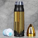 Black and Gold American Flag Stainless Steel Tumbler – 17oz Tumbler – Patriotic, Fathers Day, 250th Anniversary USA, Birthday &amp; Retirement Gifts for Veterans, Military, Police, Army, USA Pride