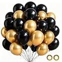 Black and Gold Balloons, 50pcs 12 Inch Metallic Gold and Black Balloons