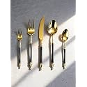Black Gold Silverware Set for 6 Modern 30 Piece Flatware Cutlery Utensils