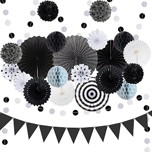 Black Gray Party Decoration for Birthday Bridal