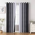 Black and Greyish White Ombre Blackout Curtains for Bedroom 62x84 Inch Long