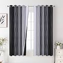 Black and Greyish White Ombre Blackout Curtains for Bedroom 62x63 Inch Long