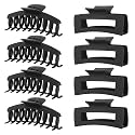 Black Hair Clips for Women -8 Pack 4.3 Inch Large Matte Banana Claw Clips for Women Thin Thick Curly Hair, Big Strong Hold jaw