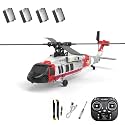 Black Hawk K200 Brushless RC Helicopter, 2.4G 6CH Military RC Helicopter with Optical Flow, Inverted Flight &amp; 3-Speed Modes, 6-Axis Gyro Remote Control Aircraft Model for Adults - 4 Battery