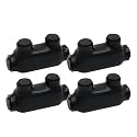 Black Insulated Cable Connector Dual Sided Entry Connector 2/0-6 Wire Range Pre-Filled with Oxide Inhibitor Insulated Wire Connectors 3.36”L x 1.08”W x 1.78”H,3/16 Allen Hex (4pcs)