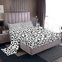 Black Leopard 4 Pieces Sheet With 26 Inch Deep Pockets Kids Animal Print Bedding Queen Size Safari Bed Sheets Set for Women Men Room Decor Breathable Soft Microfiber Cheetah With 2 Pillow Case