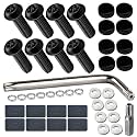 ZXFOOG Black License Plate Screws- Anti Theft License Plate Bolts for Fastening Car Tag Frame Holder, 1/4" Stainless Steel Security Plate Mounting Hardware Kit- Screws Caps, Nuts, Rattle Proof Pads