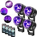 Black Lights for Glow Party, 6W Disco Ball LED Party Lights Sound Activated with Remote Control, 7 Modes Stage Light for Party Halloween Decorations Birthday Party DJ Bar Xmas(4 pcs)