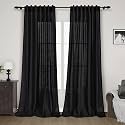 Black Linen Curtains 120 inch Extra Long
