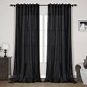 Black Linen Curtains 132 inch Extra Long