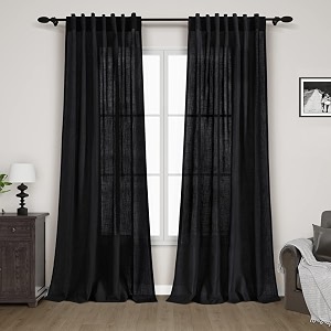 Black Linen Curtains 84 inches Long for