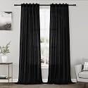 Black Linen Curtains 96 inches Long for