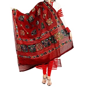 women39s embroidered cotton dupatta
